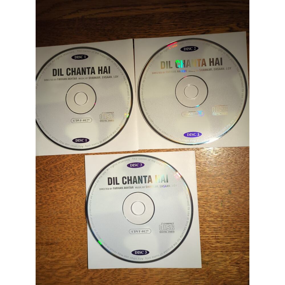 DIL CHANTA HAI Vcd 3 Disc Set Discs Only